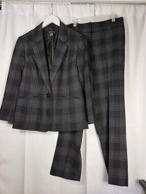 Evan Picone Black Label 2 Piece Black & White Suit Pants & Jacket Women's 12